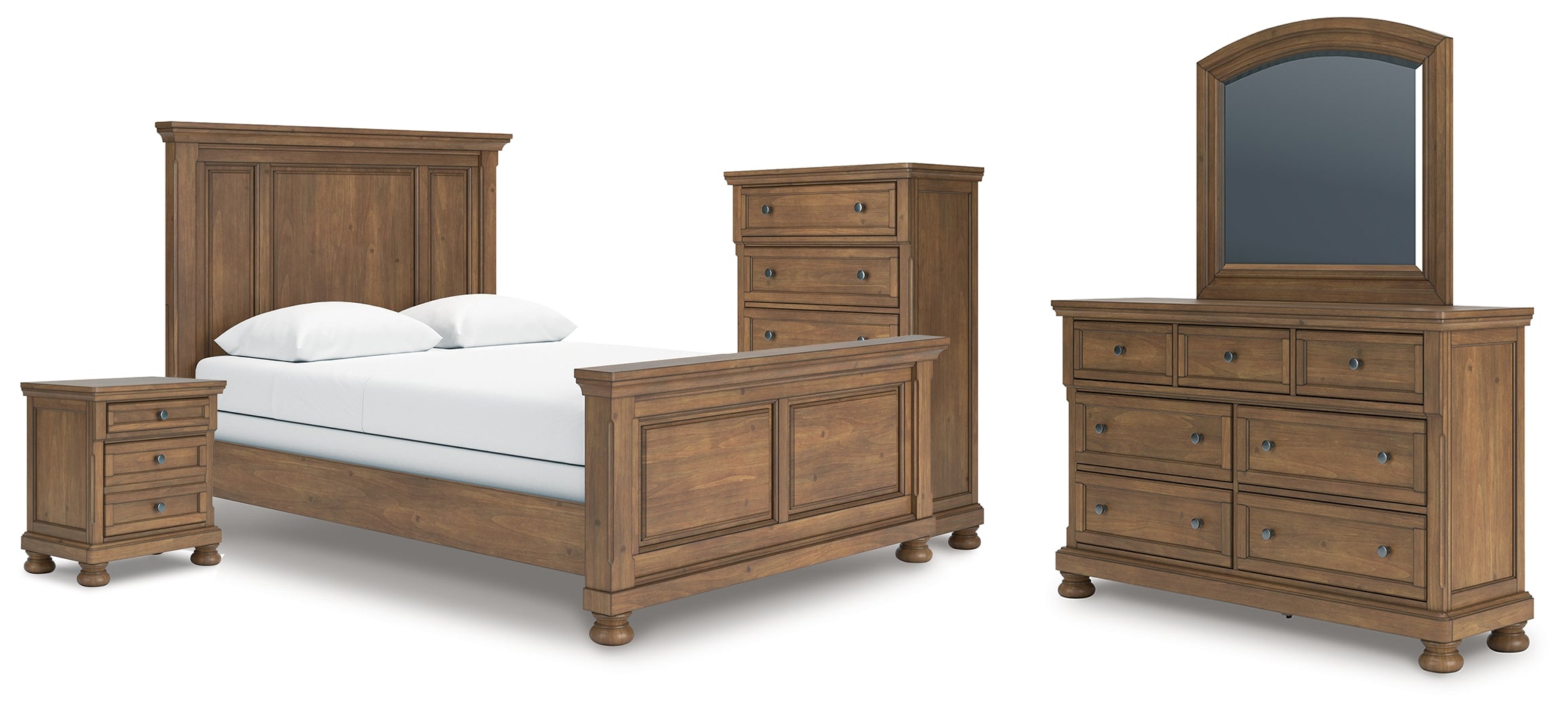 Diamond Furniture - Ashley Furniture - Feddinger Queen Panel Bed, Dresser, Mirror, Chest and Nightstand - Queen Panel Bed, Dresser, Mirror, Chest and Nightstand - PCB779B10