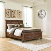 Diamond Furniture - Ashley Furniture - Zackaryn Queen Sleigh Storage Bed - Queen Sleigh Storage Bed - PCB807B4