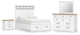 Diamond Furniture - Ashley Furniture - Ashbryn King Panel Storage Bed, Dresser, Mirror and Nightstand - King Panel Storage Bed, Dresser, Mirror and Nightstand - B844B9
