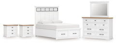 Diamond Furniture - Ashley Furniture - Ashbryn King Panel Bed, Dresser, Mirror and 2 Nightstands - King Panel Bed, Dresser, Mirror and 2 Nightstands - B844B10
