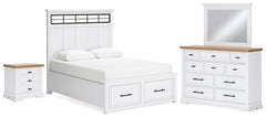 Diamond Furniture - Ashley Furniture - Ashbryn Queen Storage Bed, Dresser, Mirror and Nightstand - Queen Storage Bed, Dresser, Mirror and Nightstand - B844B8
