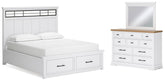 Diamond Furniture - Ashley Furniture - Ashbryn California King Panel Storage Bed, Dresser and Mirror - California King Panel Storage Bed, Dresser and Mirror - B844B7