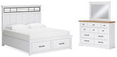 Diamond Furniture - Ashley Furniture - Ashbryn King Panel Storage Bed, Dresser and Mirror - King Panel Storage Bed, Dresser and Mirror - B844B6