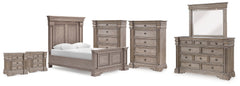 Blairhurst Queen Panel Bed. Dresser, Mirror, 2 Chests and 2 Nightstands