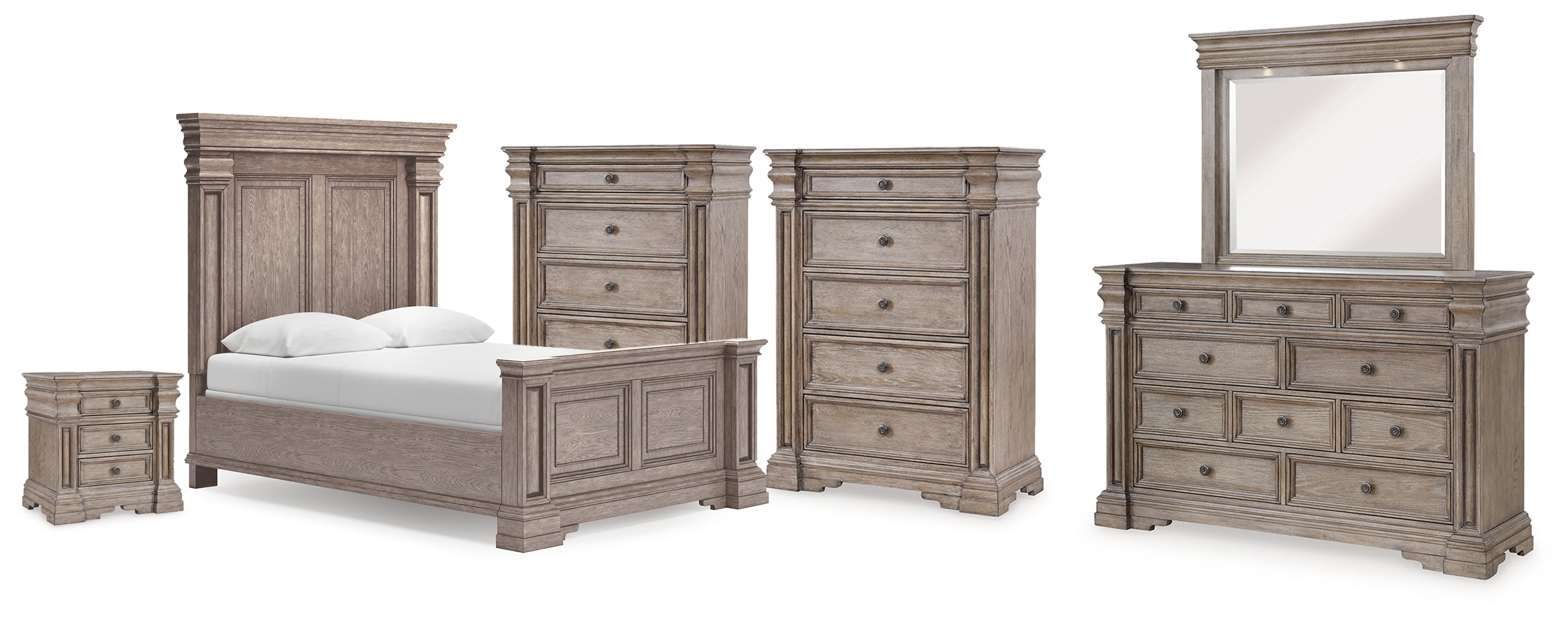 Diamond Furniture - Ashley Furniture - Blairhurst Queen Panel Bed, Dresser, Mirror, 2 Chests and Nightstand - Queen Panel Bed, Dresser, Mirror, 2 Chests and Nightstand - B916B12