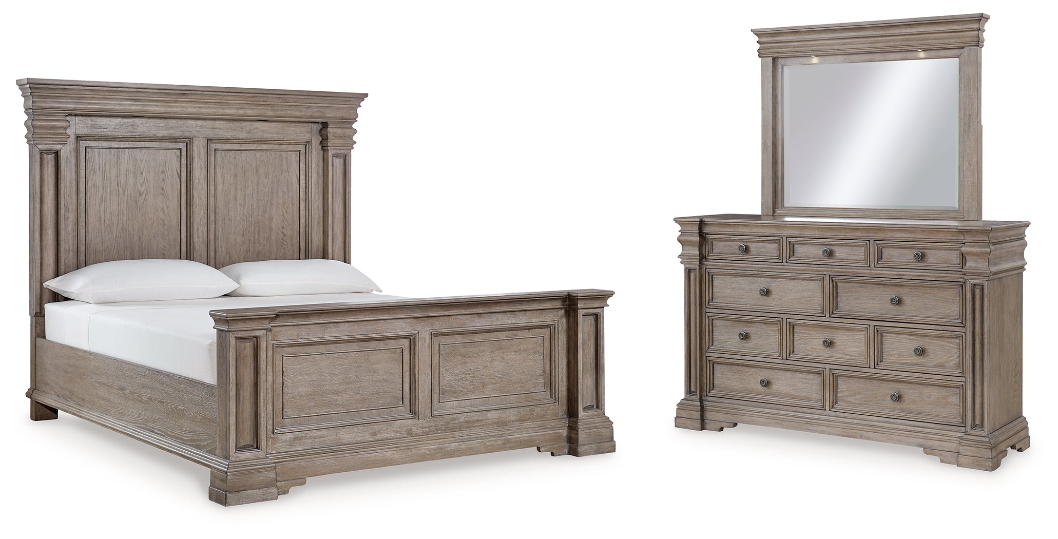 Diamond Furniture - Ashley Furniture - Blairhurst California King Panel Bed, Dresser and Mirror - California King Panel Bed, Dresser and Mirror - B916B7
