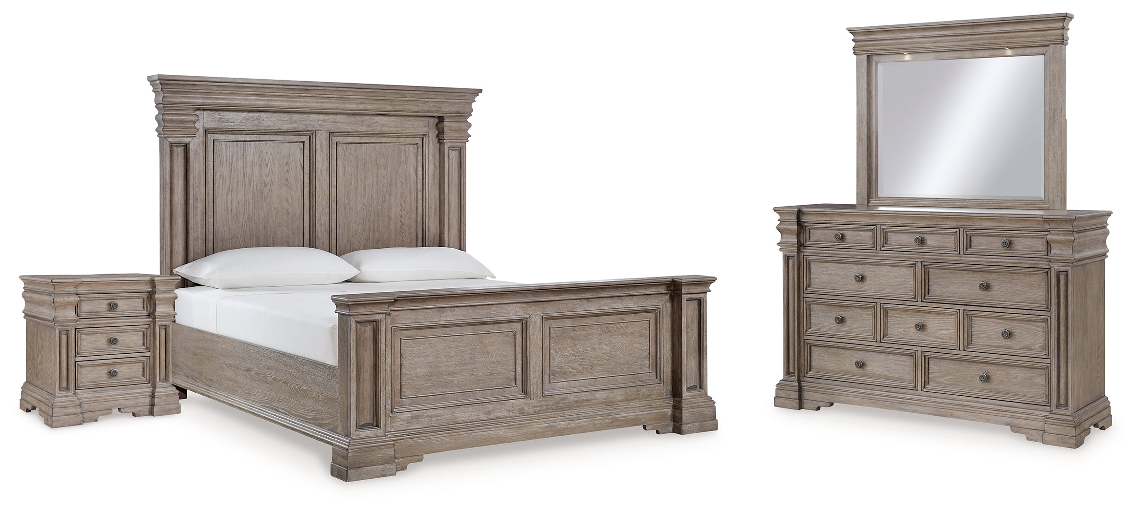 Diamond Furniture - Ashley Furniture - Blairhurst King Panel Bed, Dresser, Mirror and Nightstand - King Panel Bed, Dresser, Mirror and Nightstand - B916B9