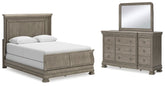 Diamond Furniture - Ashley Furniture - Lexorne Queen Sleigh Bed, Dresser and Mirror - Queen Sleigh Bed, Dresser and Mirror / Gray - B924B3