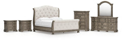 Diamond Furniture - Ashley Furniture - Ardenfield King Upholstered Sleigh Bed, Dresser, Mirror, Chest and 2 Nightstands - King Upholstered Sleigh Bed, Dresser, Mirror, Chest and 2 Nightstands - B944B9