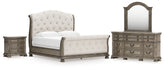 Diamond Furniture - Ashley Furniture - Ardenfield King Sleigh Bed, Dresser, Mirror and Nightstand - King Sleigh Bed, Dresser, Mirror and Nightstand - B944B7