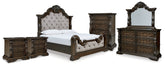 Diamond Furniture - Ashley Furniture - Maylee King Upholstered Bed, Dresser, Mirror, Chest and 2 Nightstands - King Upholstered Bed, Dresser, Mirror, Chest and 2 Nightstands - B947B13