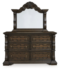 Maylee King Upholstered Bed, Dresser, Mirror, Chest and 2 Nightstands