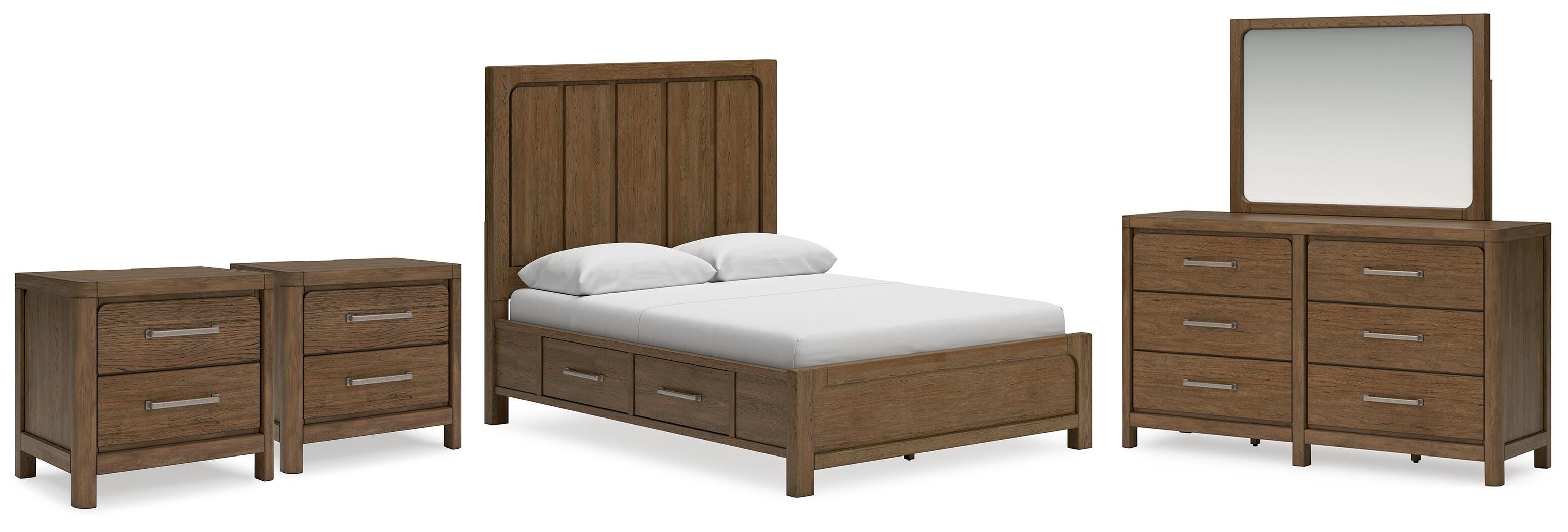 Diamond Furniture - Ashley Furniture - Cabalynn Queen Panel Storage Bed, Dresser, Mirror and 2 Nightstands - Queen Panel Storage Bed, Dresser, Mirror and 2 Nightstands - B974B17
