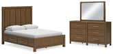 Diamond Furniture - Ashley Furniture - Cabalynn Queen Panel Bed with Storage, Dresser and Mirror - Queen Panel Bed with Storage, Dresser and Mirror - B974B5