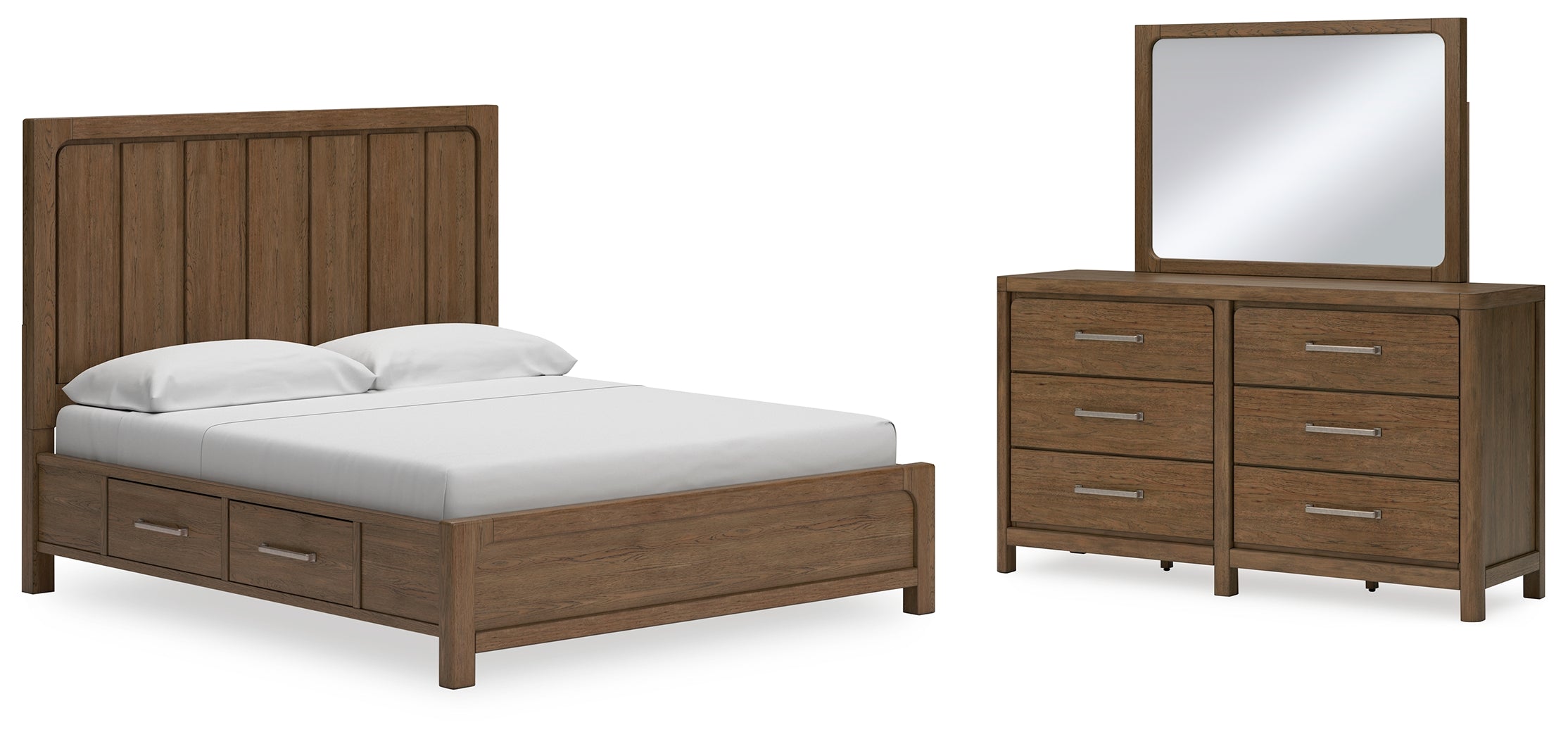 Diamond Furniture - Ashley Furniture - Cabalynn California King Panel Bed with Storage, Dresser and Mirror - California King Panel Bed with Storage, Dresser and Mirror - B974B13