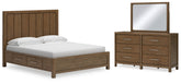 Diamond Furniture - Ashley Furniture - Cabalynn King Panel Bed with Storage, Dresser and Mirror - King Panel Bed with Storage, Dresser and Mirror - B974B12