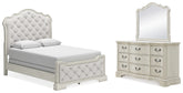 Diamond Furniture - Ashley Furniture - Arlendyne Queen Upholstered Bed, Dresser and Mirror - Queen Upholstered Bed, Dresser and Mirror - B980B3