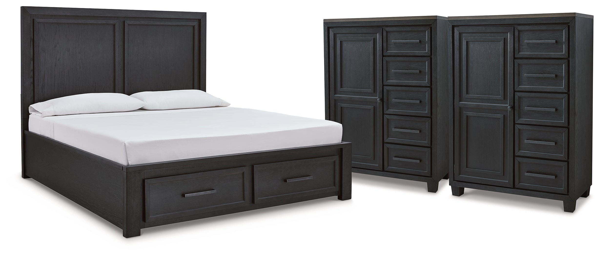 Diamond Furniture - Ashley Furniture - Foyland King Panel Storage Bed and 2 Chests - King Panel Storage Bed and 2 Chests - B989B10