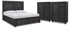 Diamond Furniture - Ashley Furniture - Foyland King Panel Storage Bed and 2 Chests - King Panel Storage Bed and 2 Chests - B989B10