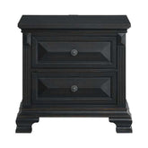 2-Drawer Nightstand with USB in Black