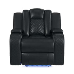 Power Motion Recliner with Power Headrest, LED in Pebble Black