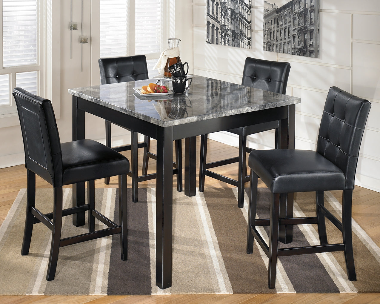 Diamond Furniture - Ashley Furniture - Maysville Counter Height Dining Table and Bar Stools (Set of 5) - Square Counter TBL Set (5/CN) - D154-223