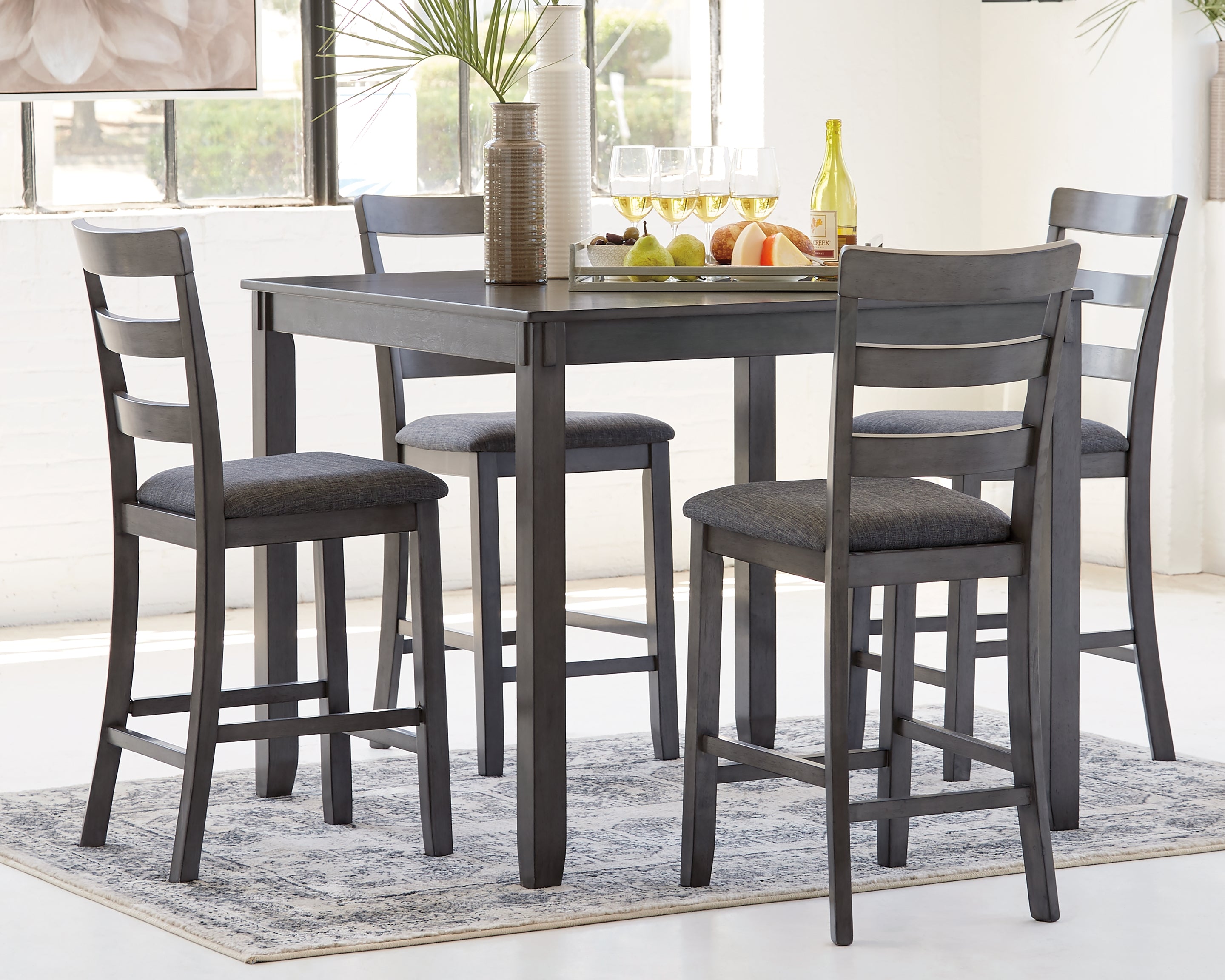 Diamond Furniture - Ashley Furniture - Bridson Counter Height Dining Table and Bar Stools (Set of 5) - Square Counter TBL Set (5/CN) - D383-223