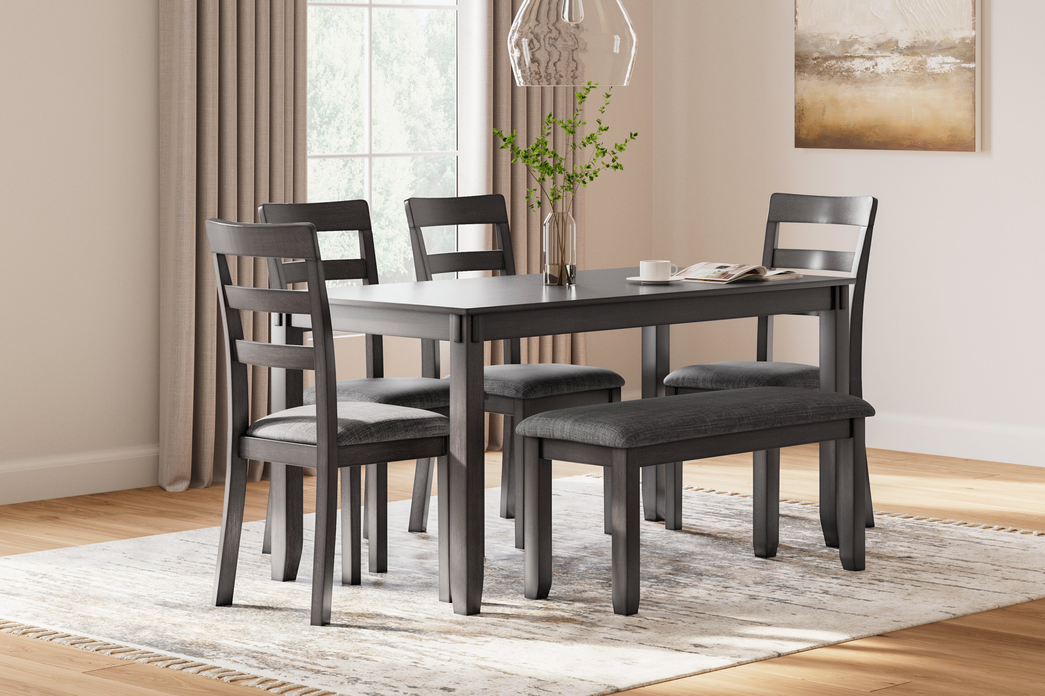 Diamond Furniture - Ashley Furniture - Bridson Dining Table and Chairs with Bench (Set of 6) - RECT DRM Table Set (6/CN) - D383-325
