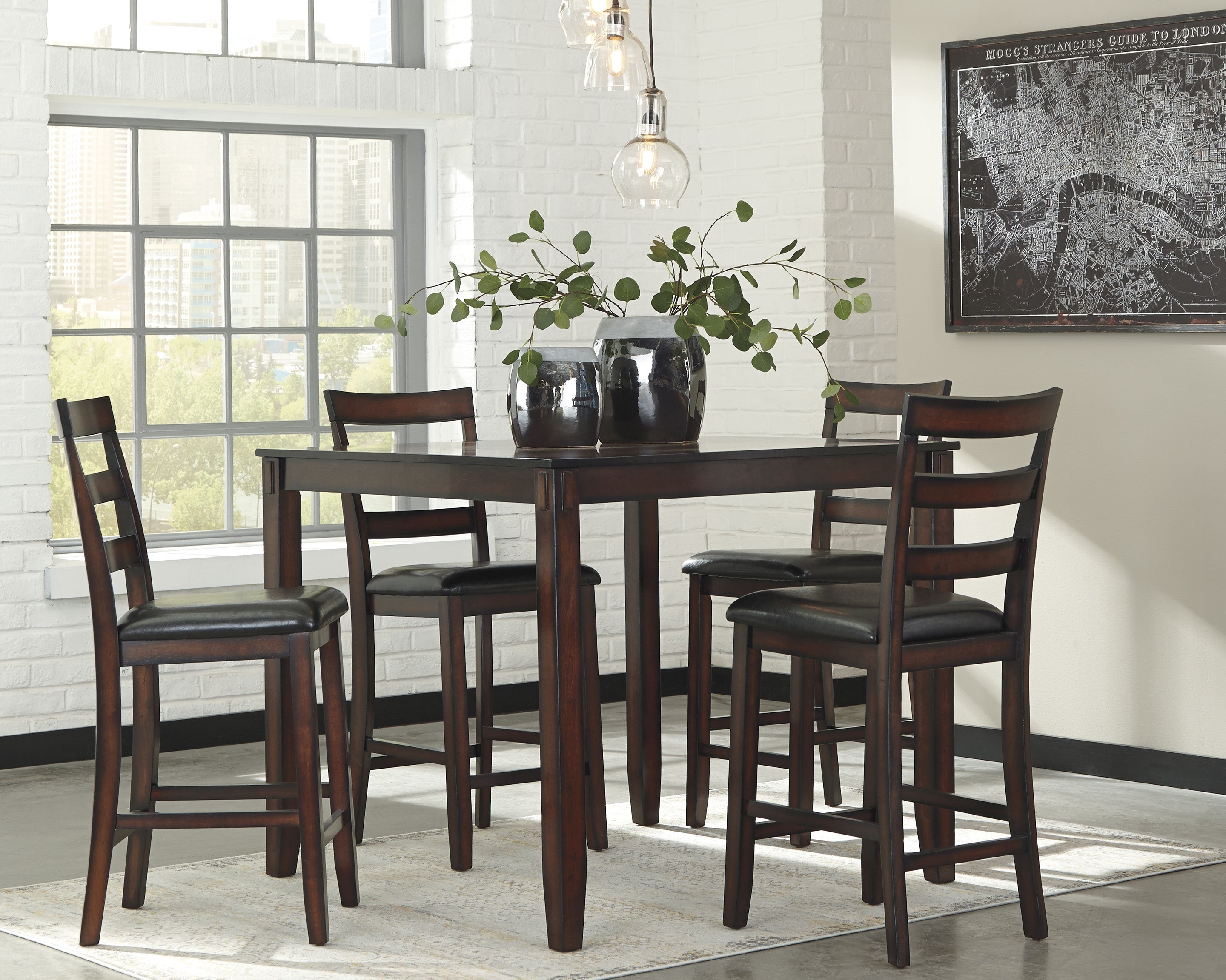 Diamond Furniture - Ashley Furniture - Coviar Counter Height Dining Table and Bar Stools (Set of 5) - DRM Counter Table Set (5/CN) - D385-223