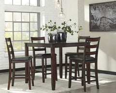 Diamond Furniture - Ashley Furniture - Coviar Counter Height Dining Table and Bar Stools (Set of 5) - DRM Counter Table Set (5/CN) - D385-223