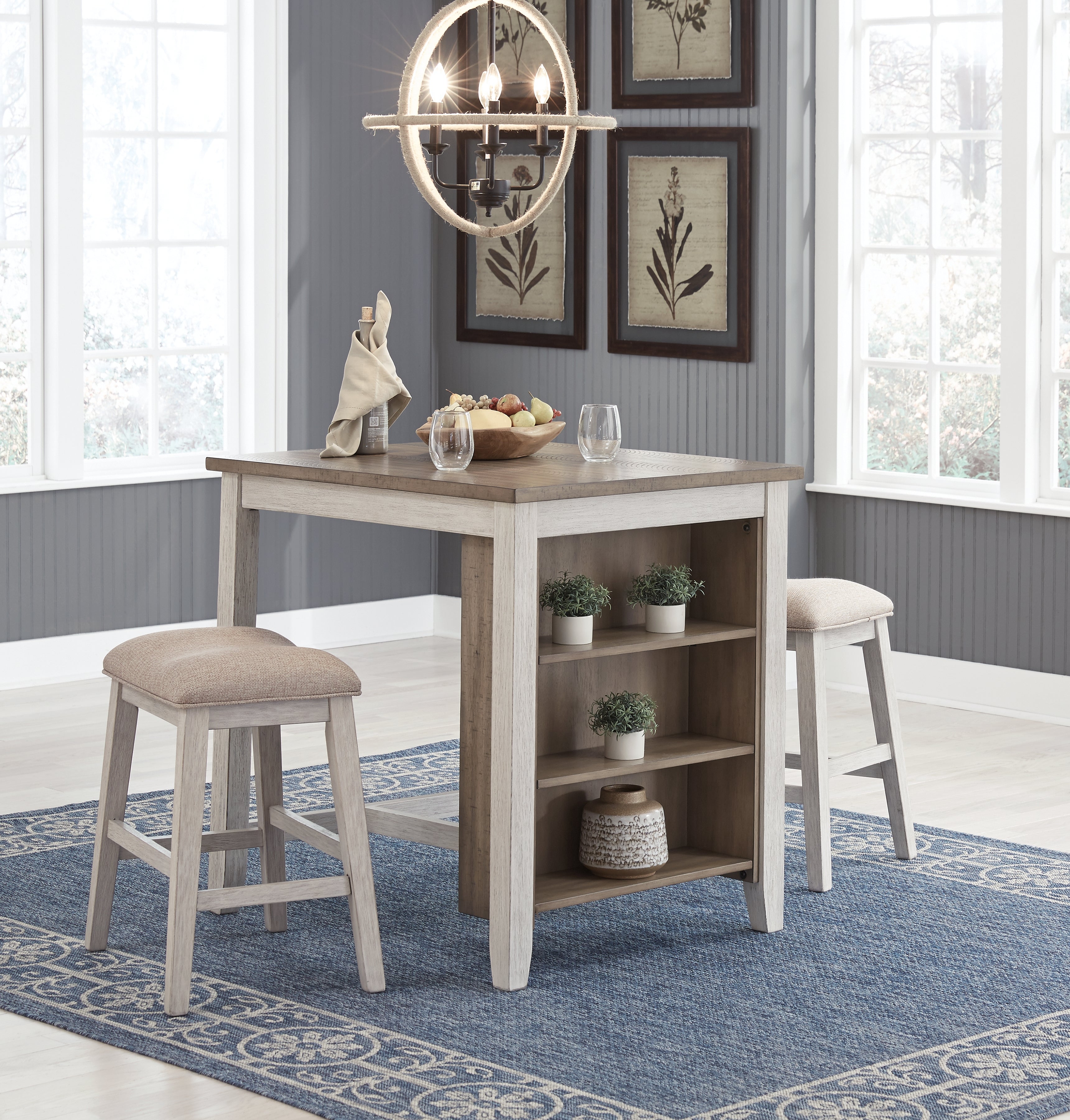 Diamond Furniture - Ashley Furniture - Skempton Counter Height Dining Table and Bar Stools (Set of 3) - RECT DRM Counter TBL Set(3/CN) - D394-113