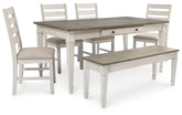 Diamond Furniture - Ashley Furniture - Skempton Dining Table, 4 Chairs, and Bench - Dining Table, 4 Chairs, and Bench - D394D5