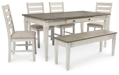 Diamond Furniture - Ashley Furniture - Skempton Dining Table, 4 Chairs, and Bench - Dining Table, 4 Chairs, and Bench - D394D5