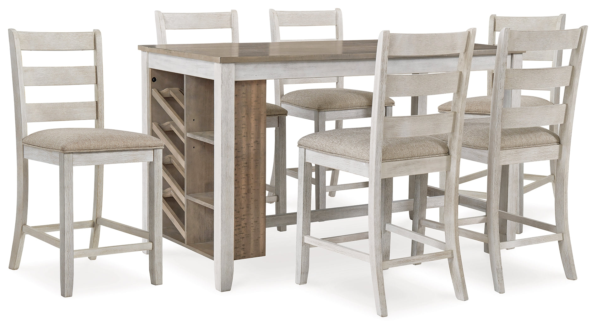 Diamond Furniture - Ashley Furniture - Skempton Counter Height Dining Table and 6 Barstools - Counter Height Dining Table and 6 Barstools - D394D8