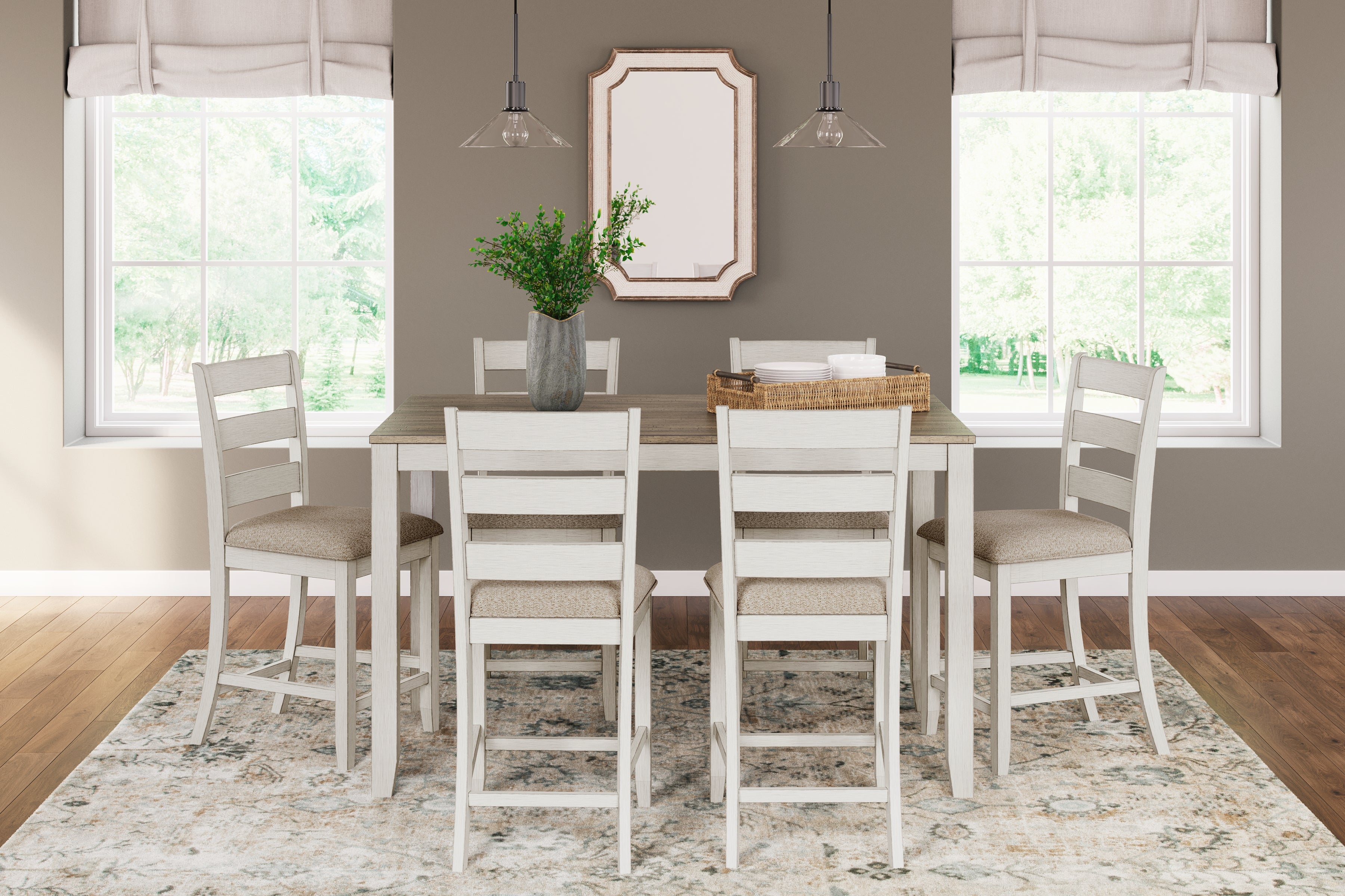 Diamond Furniture - Ashley Furniture - Skempton Counter Height Dining Table and Bar Stools (Set of 7) - RECT DRM Counter TBL Set(7/CN) - D394-423