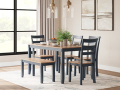 Diamond Furniture - Ashley Furniture - Gesthaven Dining Table with 4 Chairs and Bench (Set of 6) - Dining Room Table Set (6/CN) - D399-325