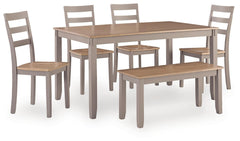 Harperfeld Dining Table and 4 Chairs and Bench (Set of 6)