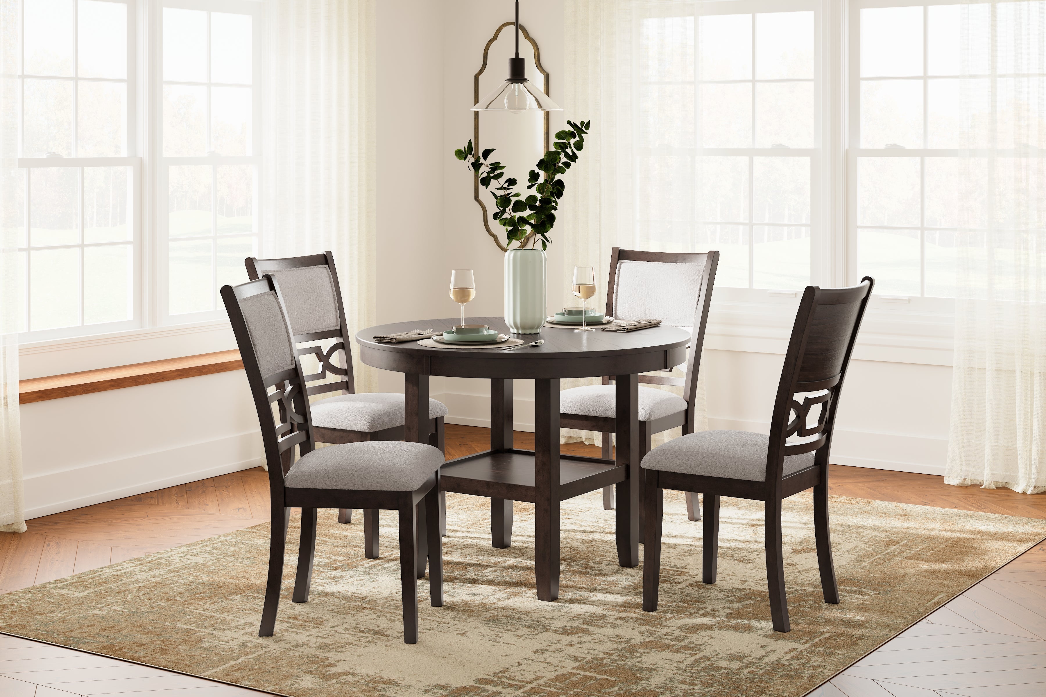 Diamond Furniture - Ashley Furniture - Langwest Dining Table and 4 Chairs (Set of 5) - Dining Room Table Set (5/CN) - D422-225