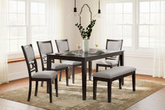 Diamond Furniture - Ashley Furniture - Langwest Dining Table and 4 Chairs and Bench (Set of 6) - Dining Room Table Set (6/CN) - D422-325