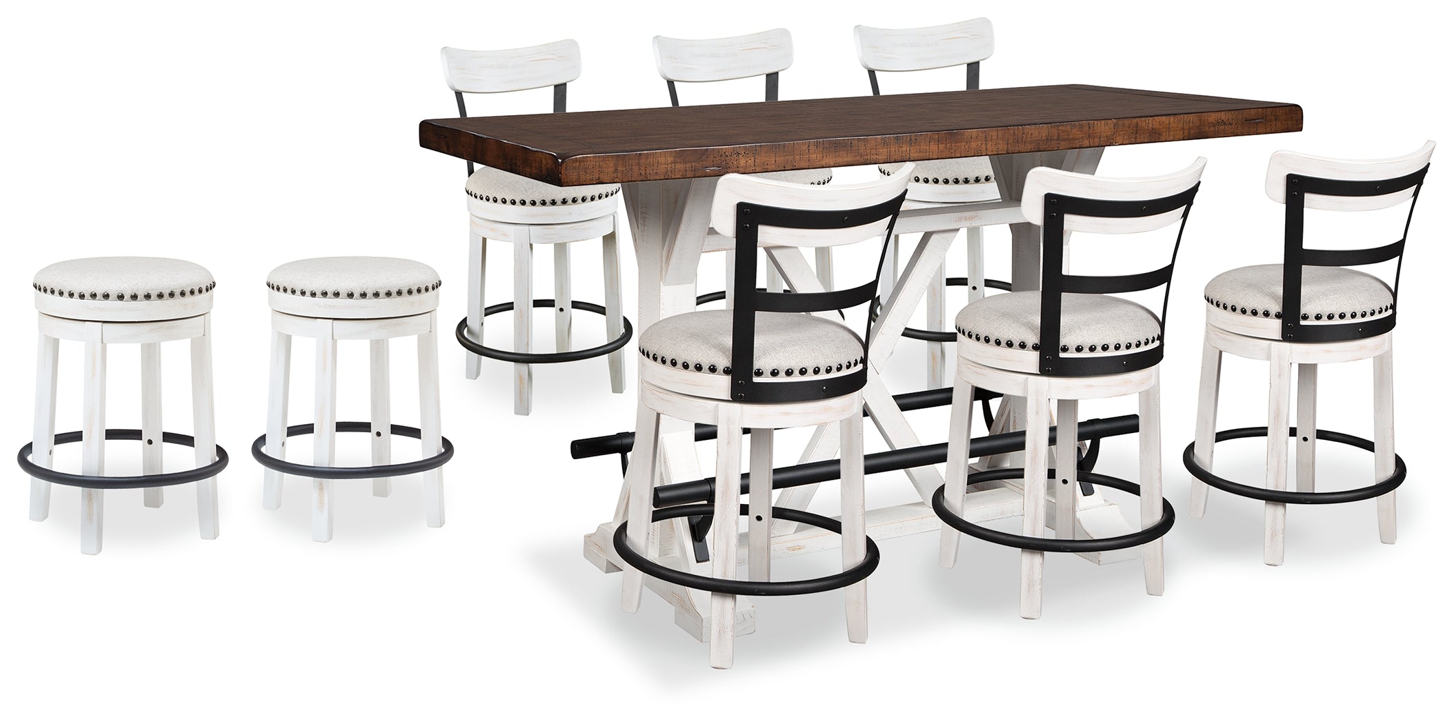Diamond Furniture - Ashley Furniture - Valebeck Counter Height Dining Table and 8 Barstools - Counter Height Dining Table and 8 Barstools - D546D30