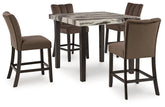 Diamond Furniture - Ashley Furniture - Jeshina Counter Height Dining Table and 4 Barstools - Counter Height Dining Table and 4 Barstools / Dark Brown - PCD581D3