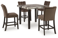 Diamond Furniture - Ashley Furniture - Jeshina Counter Height Dining Table and 4 Barstools - Counter Height Dining Table and 4 Barstools / Dark Brown - PCD581D3