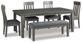 Diamond Furniture - Ashley Furniture - Hallanden Dining Table, 4 Chairs, and Bench - Dining Table, 4 Chairs, and Bench - D589D2