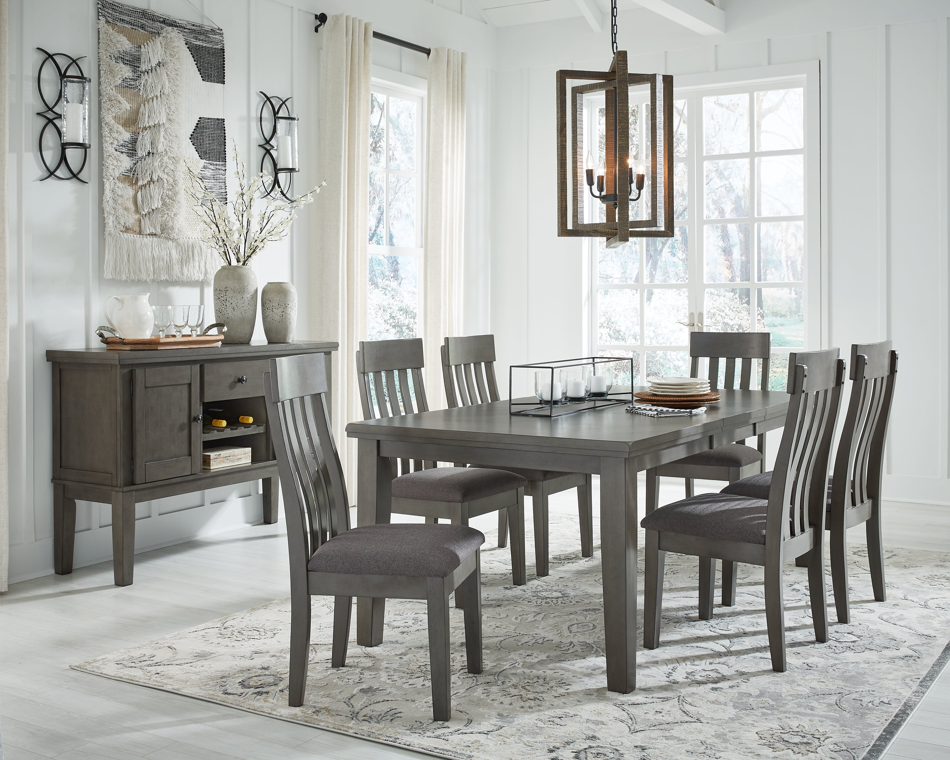 Diamond Furniture - Ashley Furniture - Hallanden Dining Table, 6 Chairs and Server - Dining Table, 6 Chairs and Server - D589D5