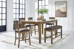 Diamond Furniture - Ashley Furniture - Urbinforte Counter Height Extension Dining Table, 4 Barstools and Bench - Counter Height Extension Dining Table, 4 Barstools and Bench - PCD592D4