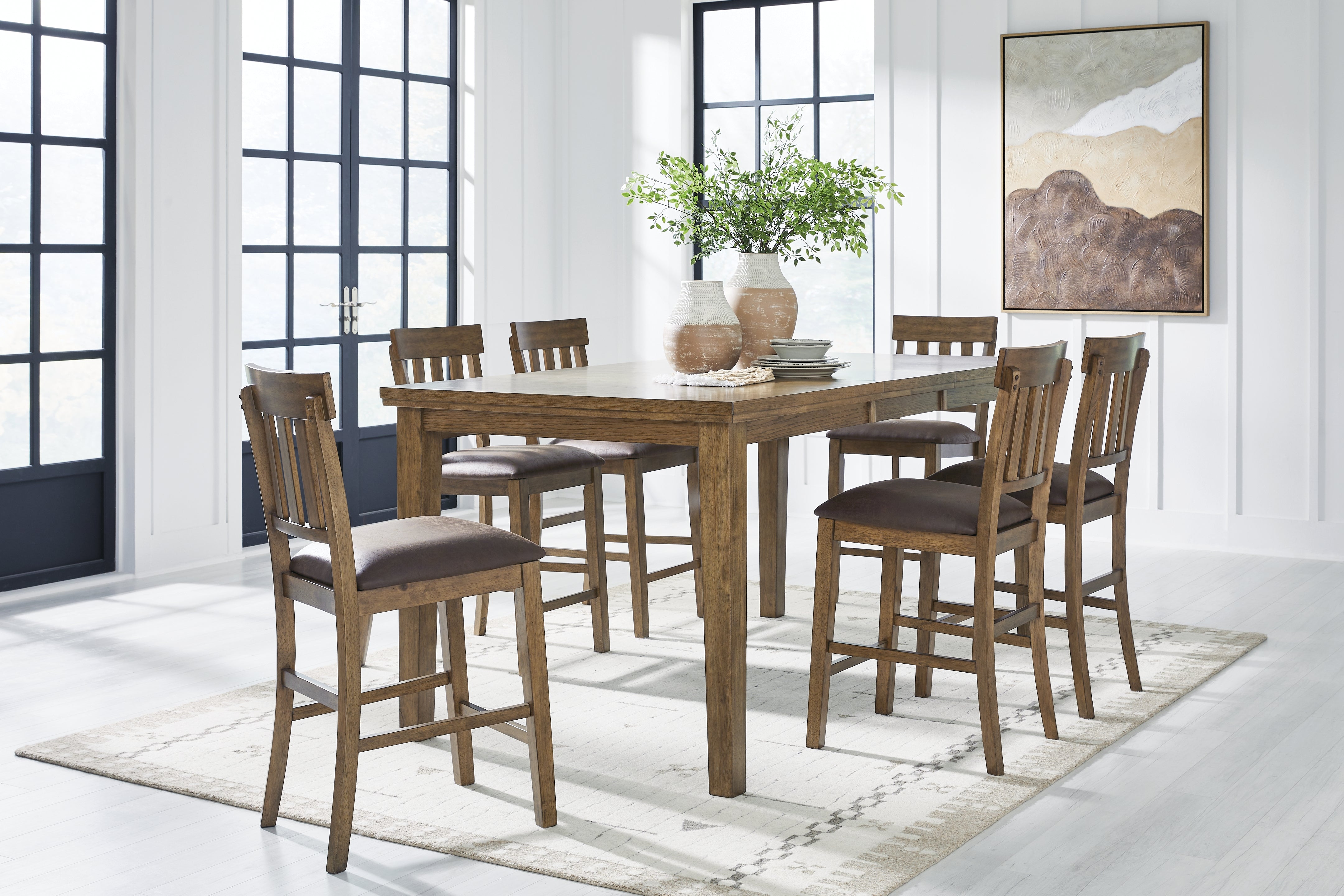 Diamond Furniture - Ashley Furniture - Urbinforte Counter Height Extension Dining Table and 6 Barstools - Counter Height Extension Dining Table and 6 Barstools - PCD592D6