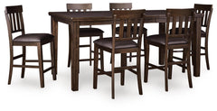Diamond Furniture - Ashley Furniture - Haddigan Counter Height Dining Table and 6 Barstools - Counter Height Dining Table and 6 Barstools - D596D11