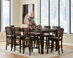Diamond Furniture - Ashley Furniture - Haddigan Counter Height Extension Table and 8 Barstools - Counter Height Extension Table and 8 Barstools - D596D12