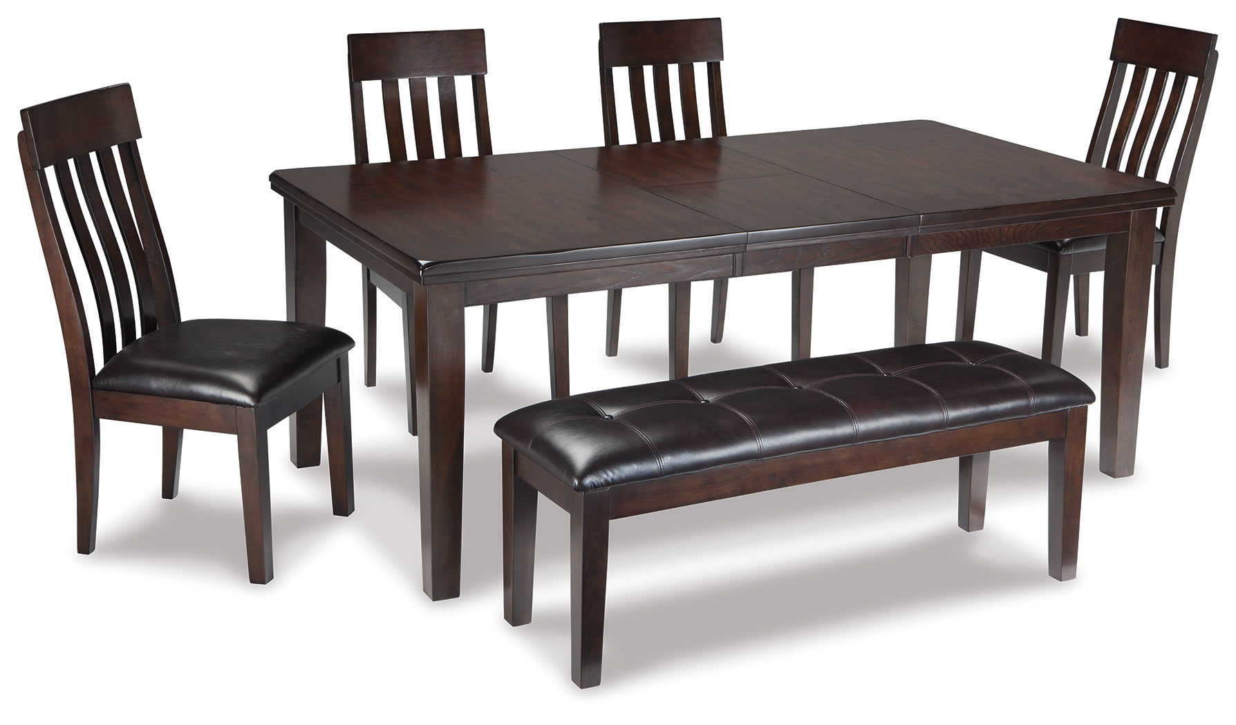 Diamond Furniture - Ashley Furniture - Haddigan Dining Table with 4 Chairs and Bench - Dining Table with 4 Chairs and Bench - D596D2