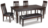 Diamond Furniture - Ashley Furniture - Haddigan Dining Table with 4 Chairs and Bench - Dining Table with 4 Chairs and Bench - D596D2